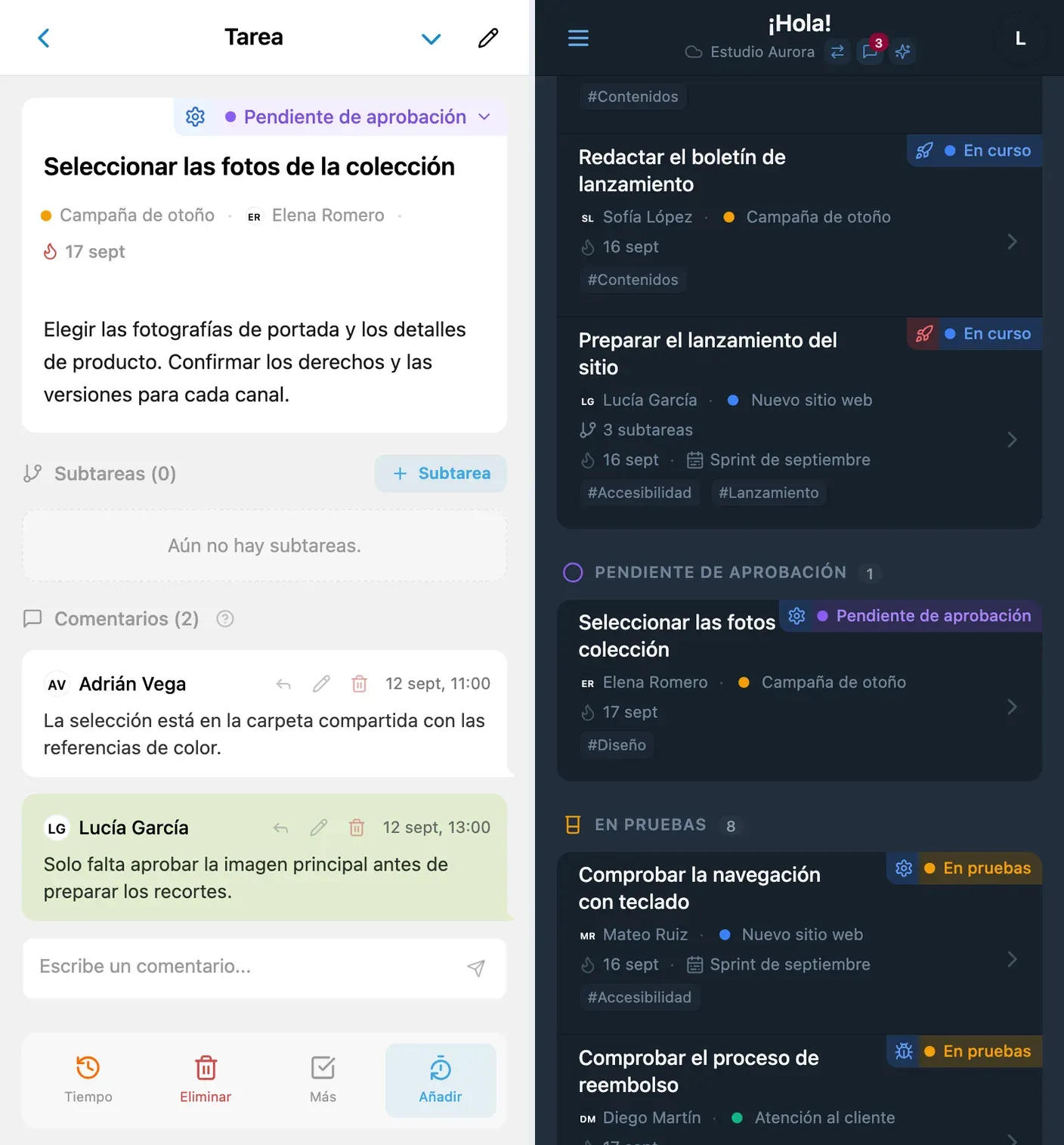 Tablero Kanban de iTasks con columnas de estados personalizados