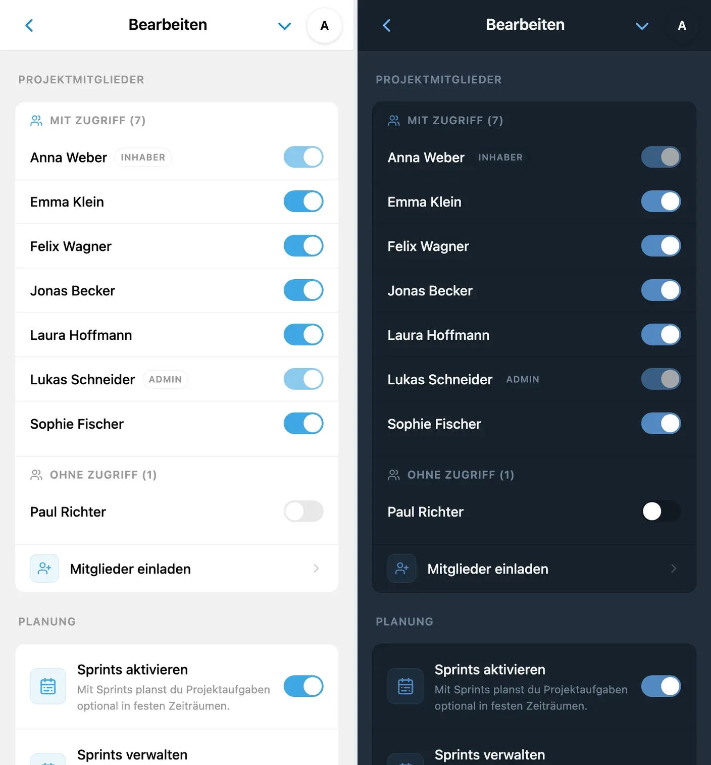 Projektzugriff in iTasks einrichten