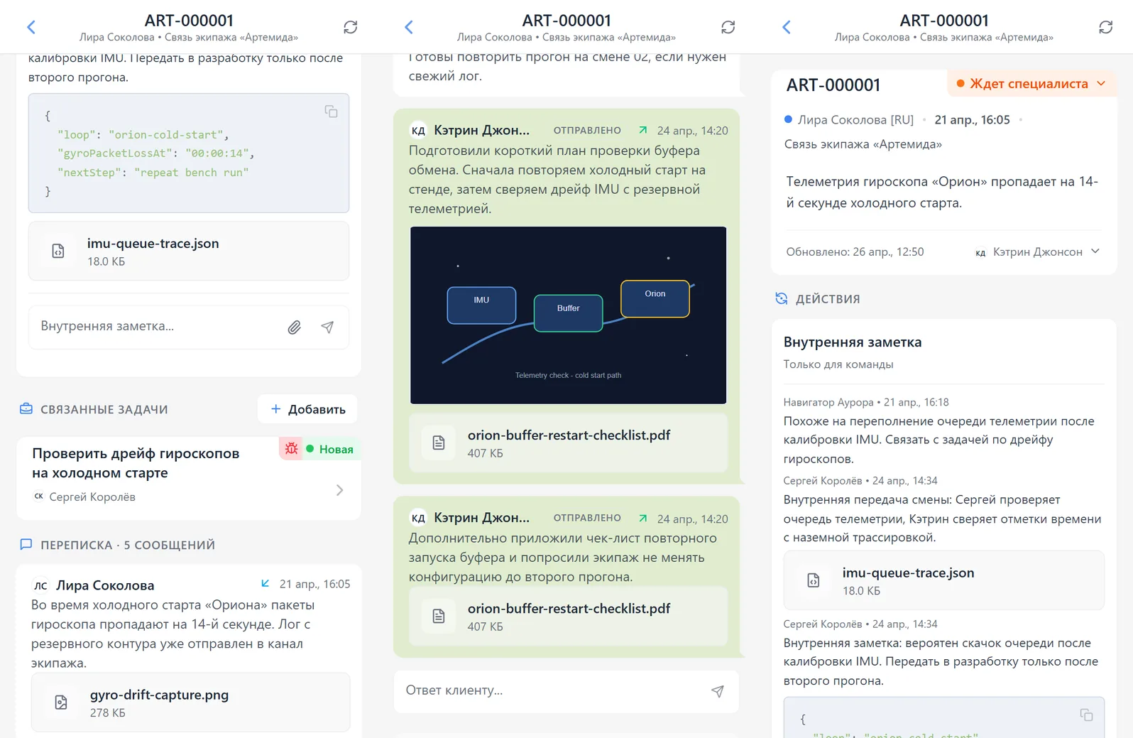 Внешний ответ клиенту с вложениями и сообщением в истории HelpDesk