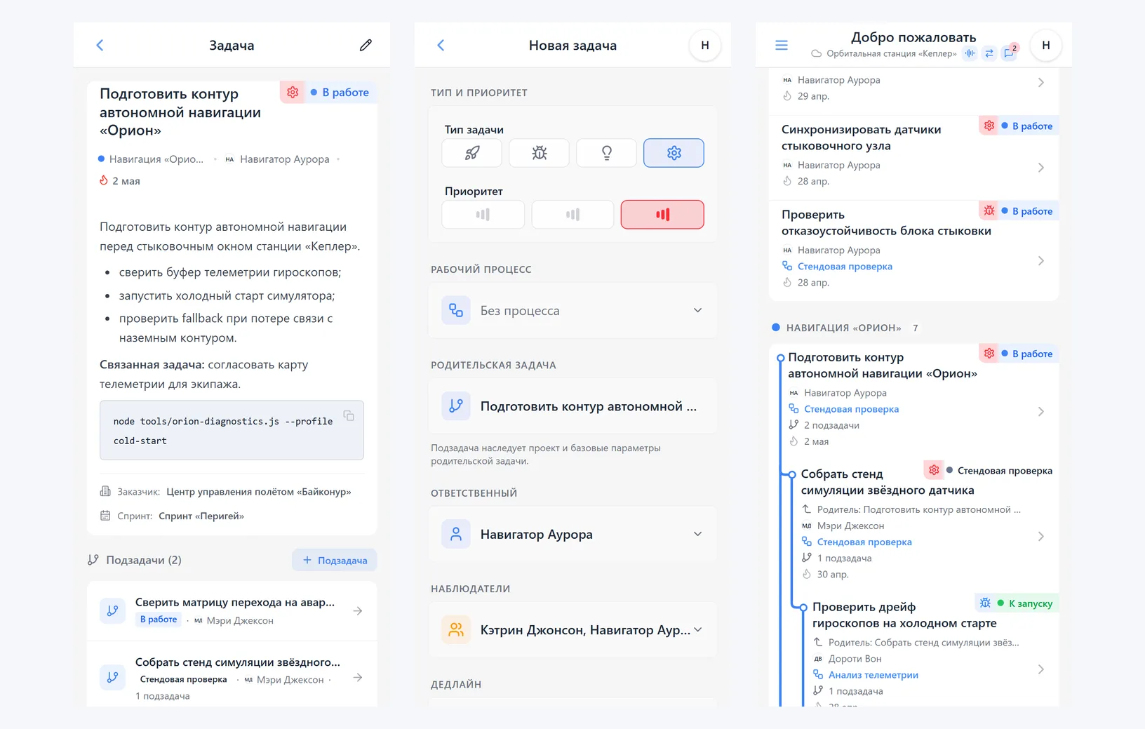 Подзадачи iTasks: список подзадач в карточке, создание дочерней задачи и проектное дерево с несколькими уровнями вложенности