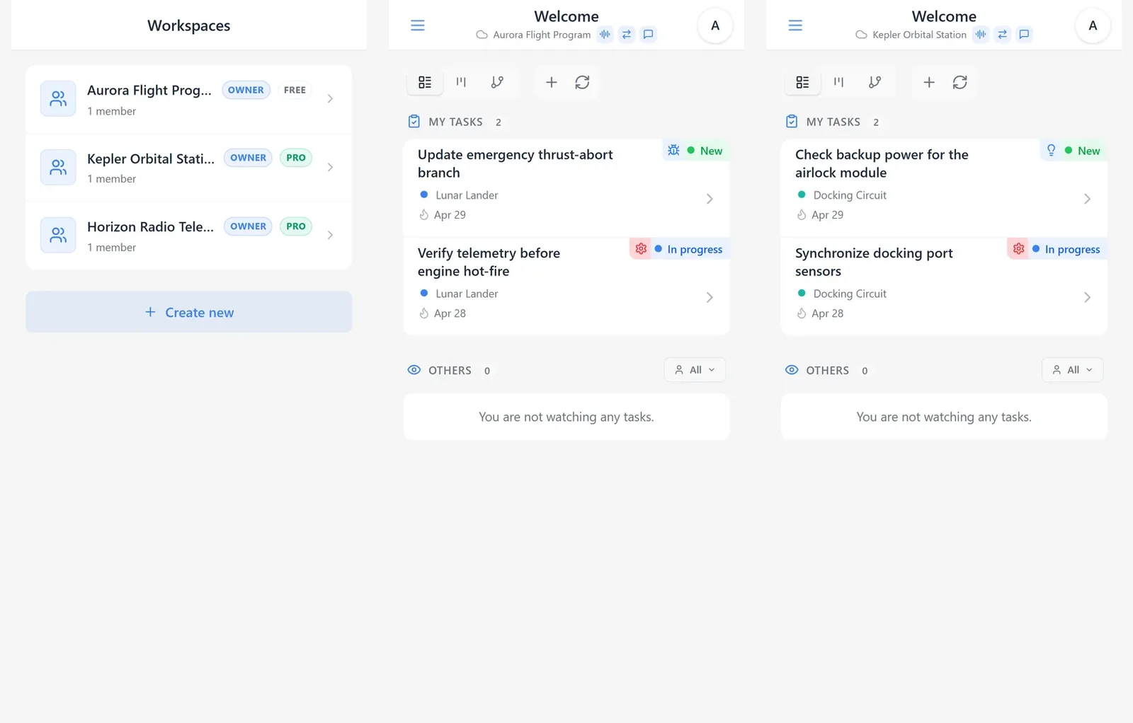 Switching between FREE and PRO workspaces in iTasks after subscription activation