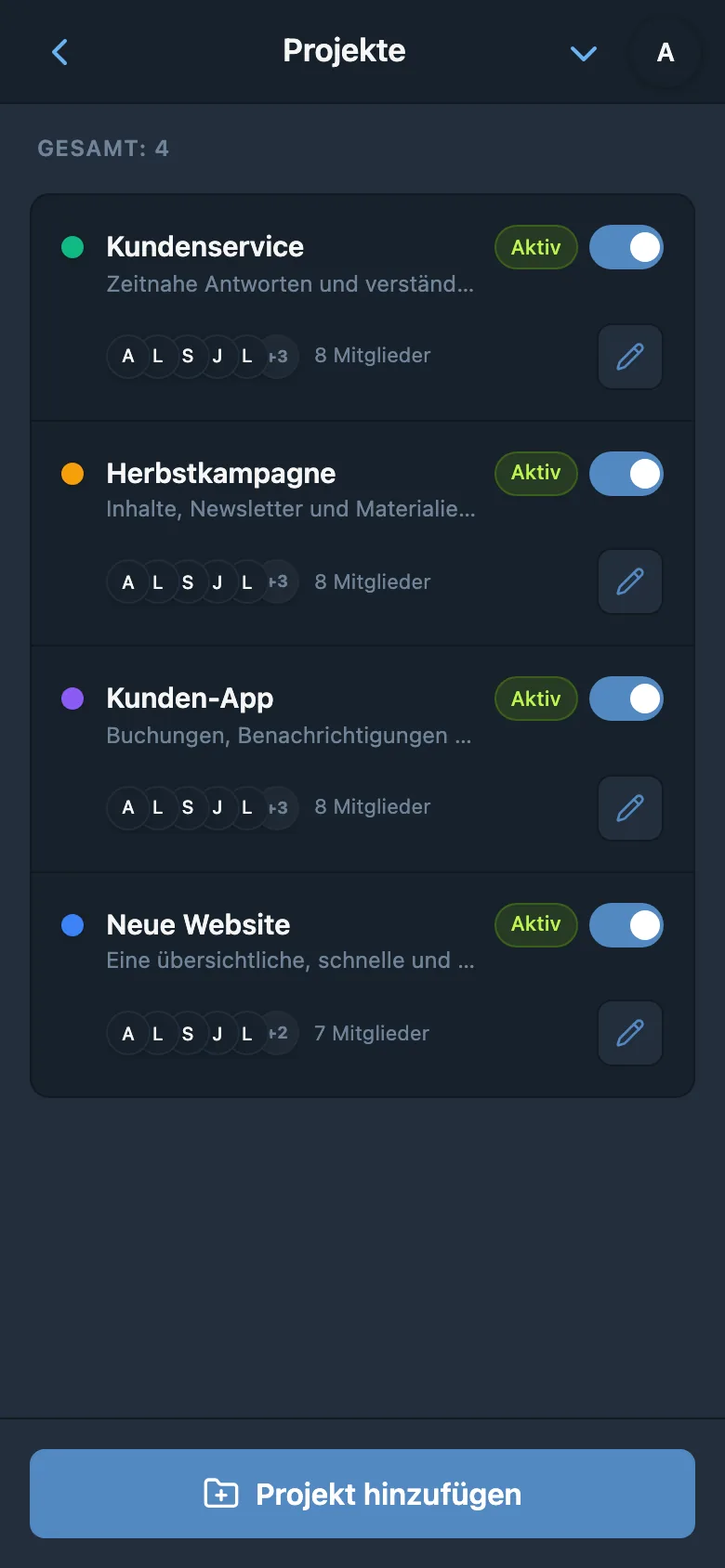 Studio-Projekte: Website, Kunden-App, Herbstkampagne und Support