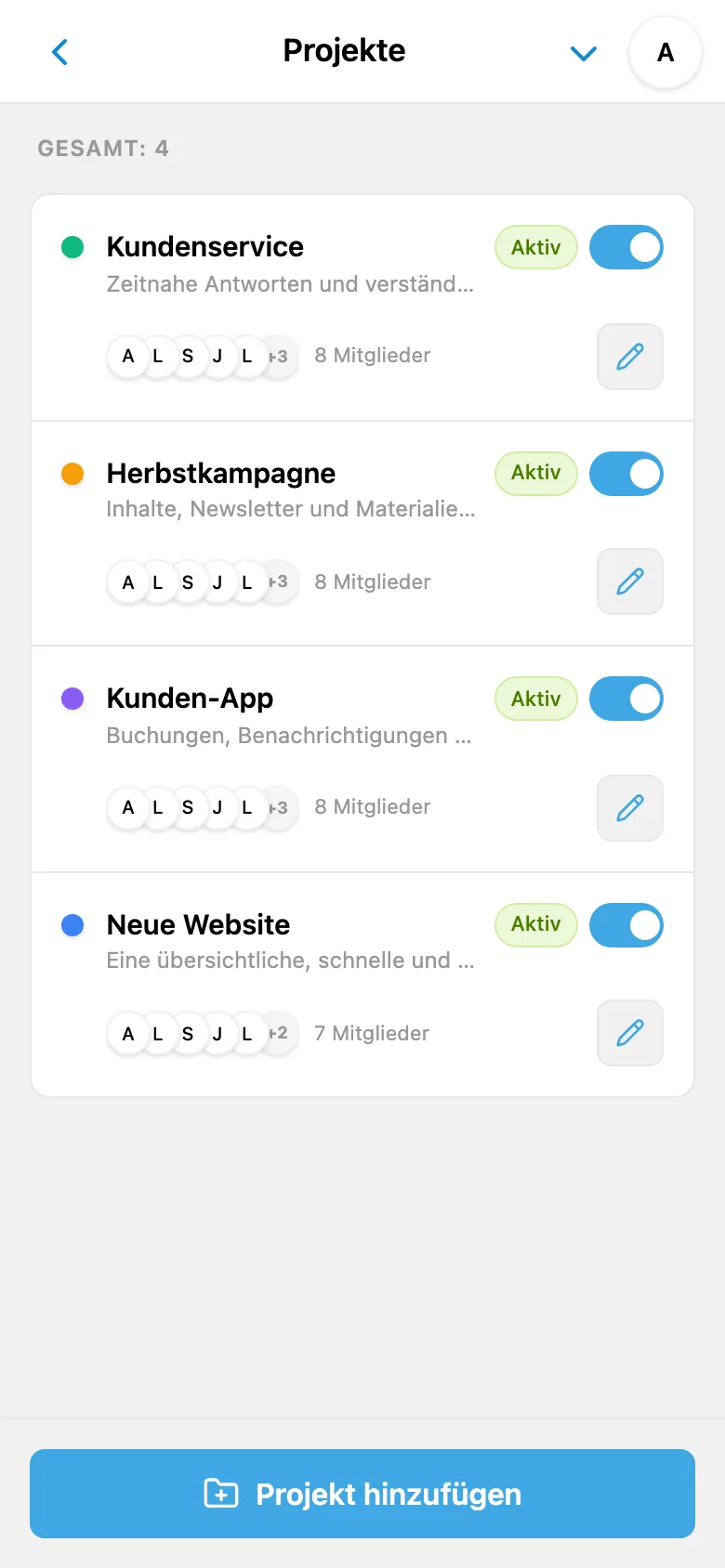 Studio-Projekte: Website, Kunden-App, Herbstkampagne und Support