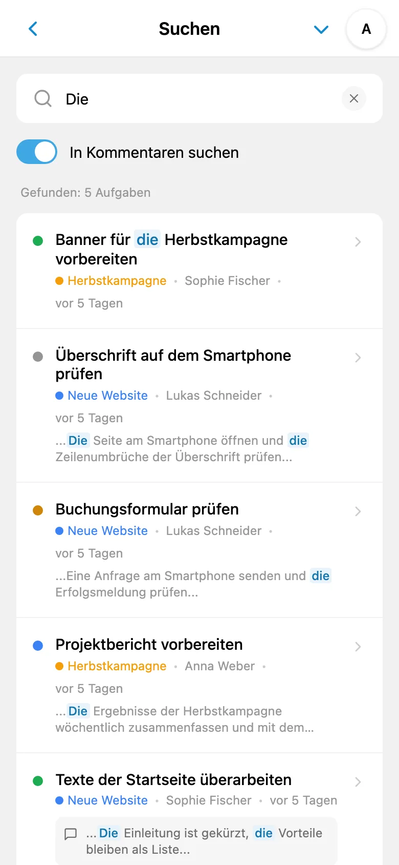 Suchergebnisse aus Aufgabenkommentaren