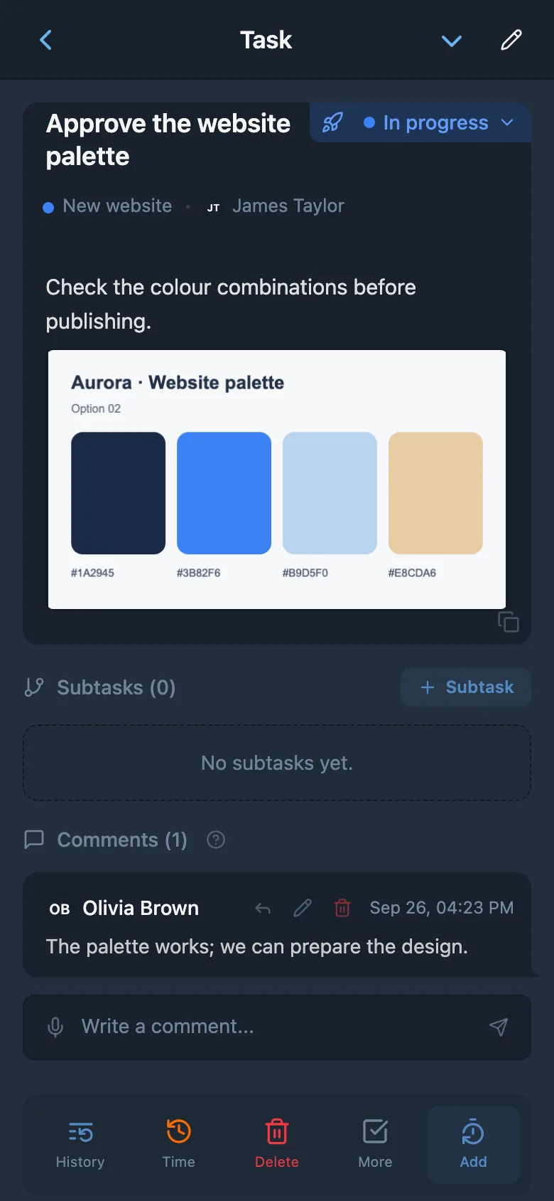 An image embedded in a task description