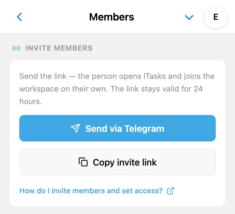 Creating a workspace invitation