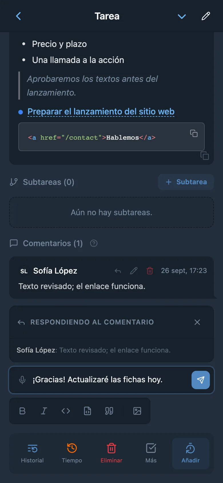 Respuesta a un miembro con una cita de su comentario