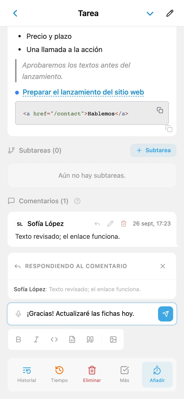 Respuesta a un miembro con una cita de su comentario