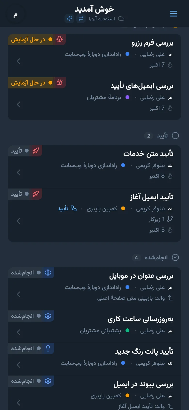 ستون کارهای تکمیلشده در تابلوی Kanban