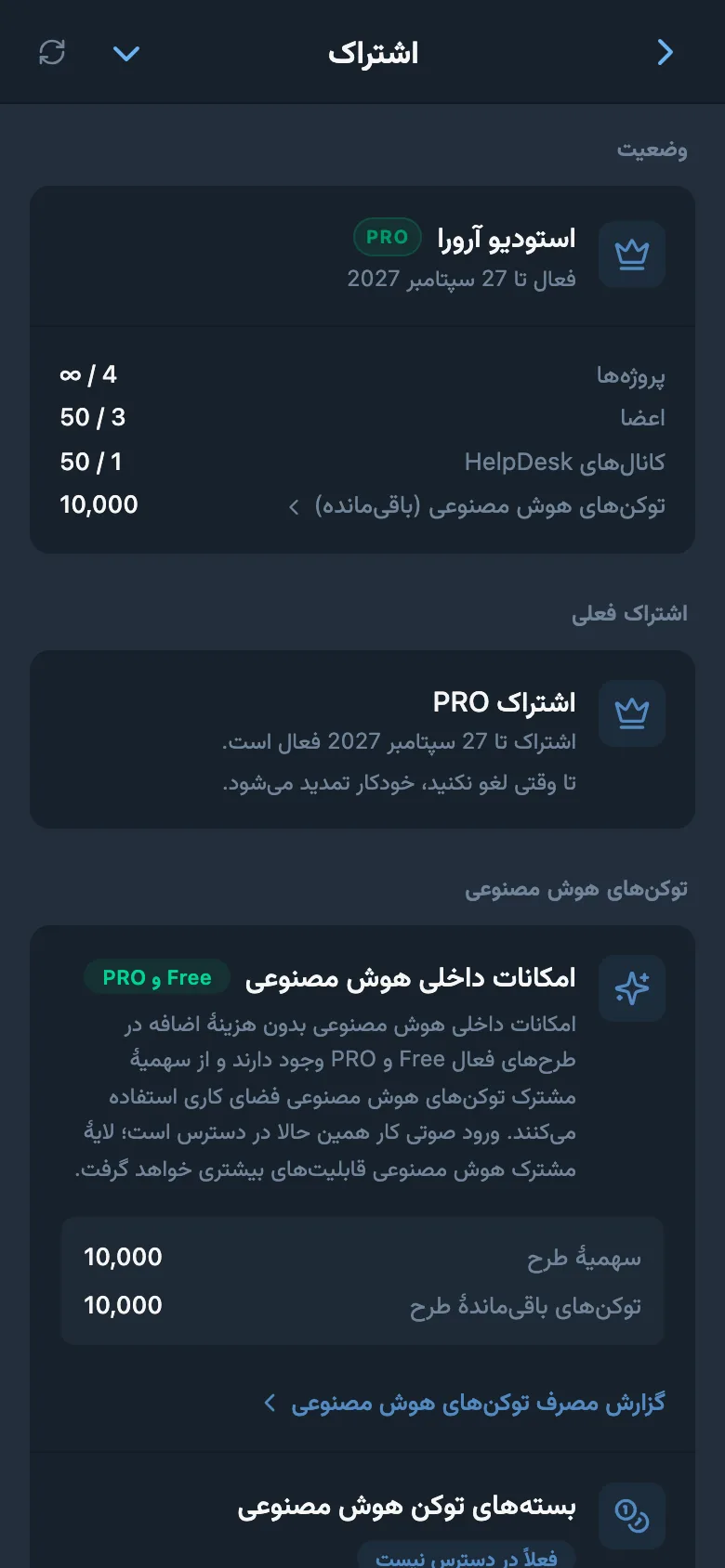اطلاعات اشتراک فضای کاری