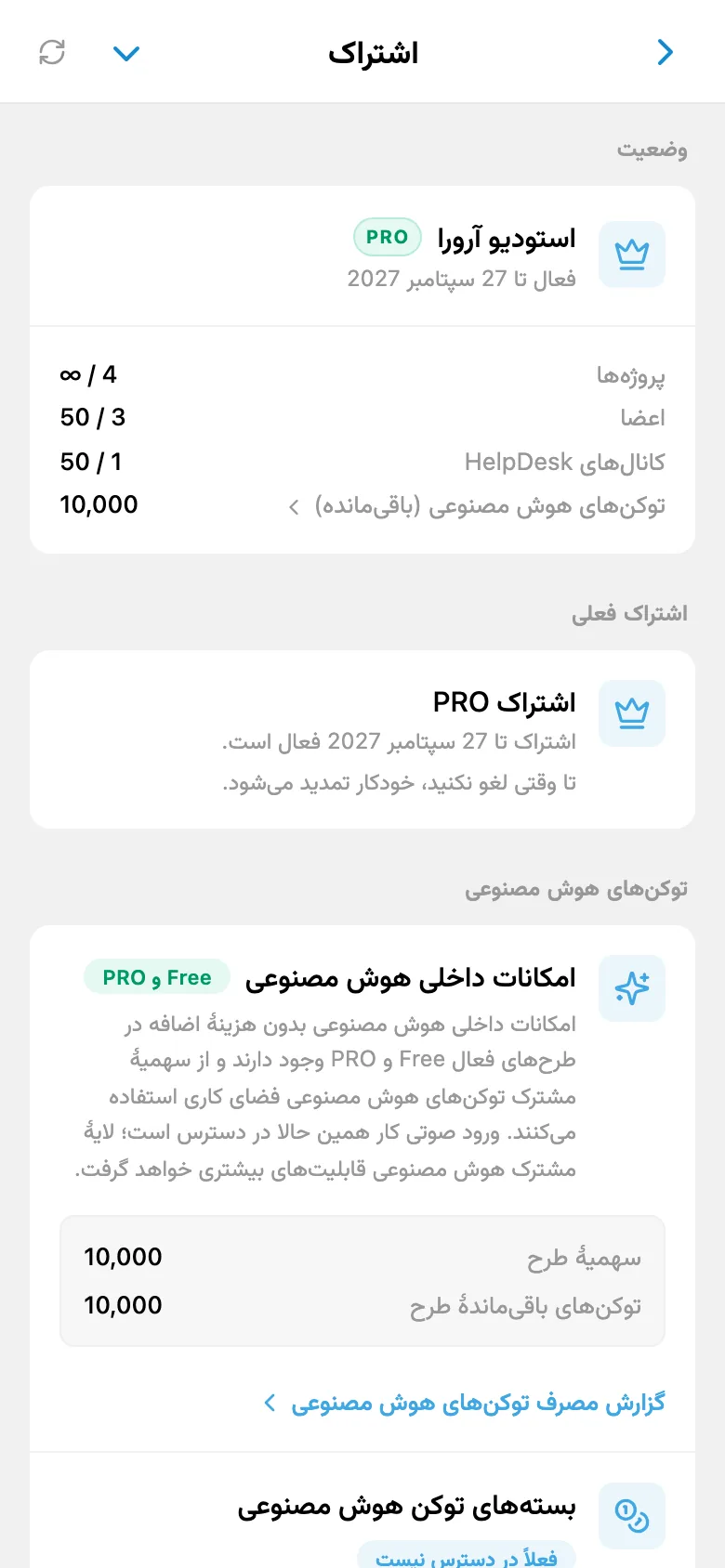 اطلاعات اشتراک فضای کاری