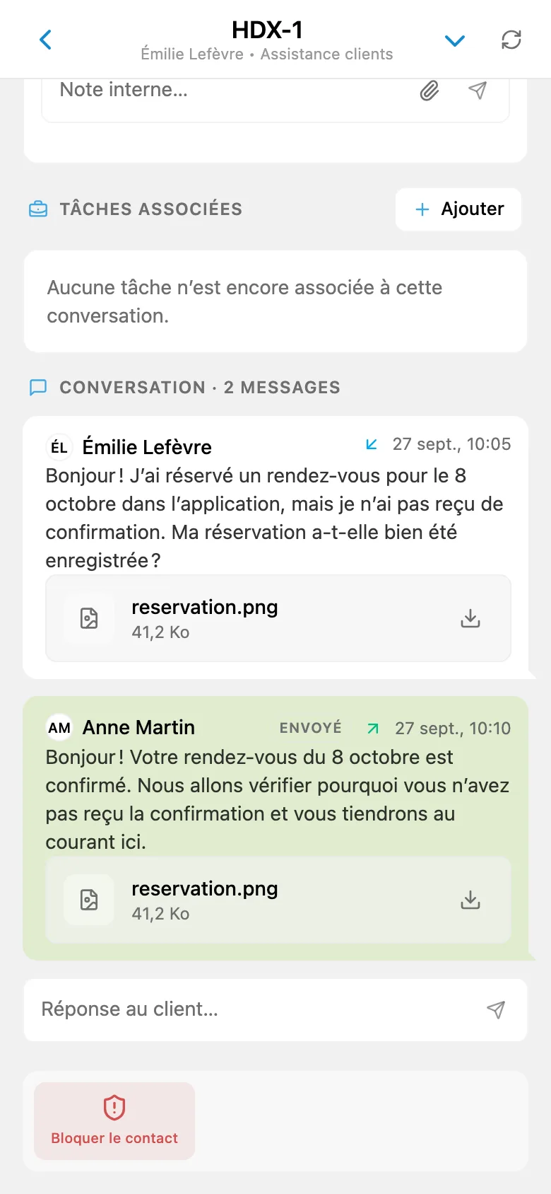 Réponse externe HelpDesk au client avec un fichier joint