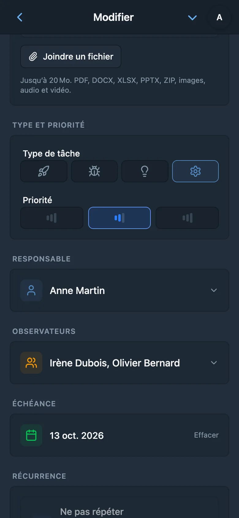 Sélection d’un responsable parmi les membres de l’espace de travail