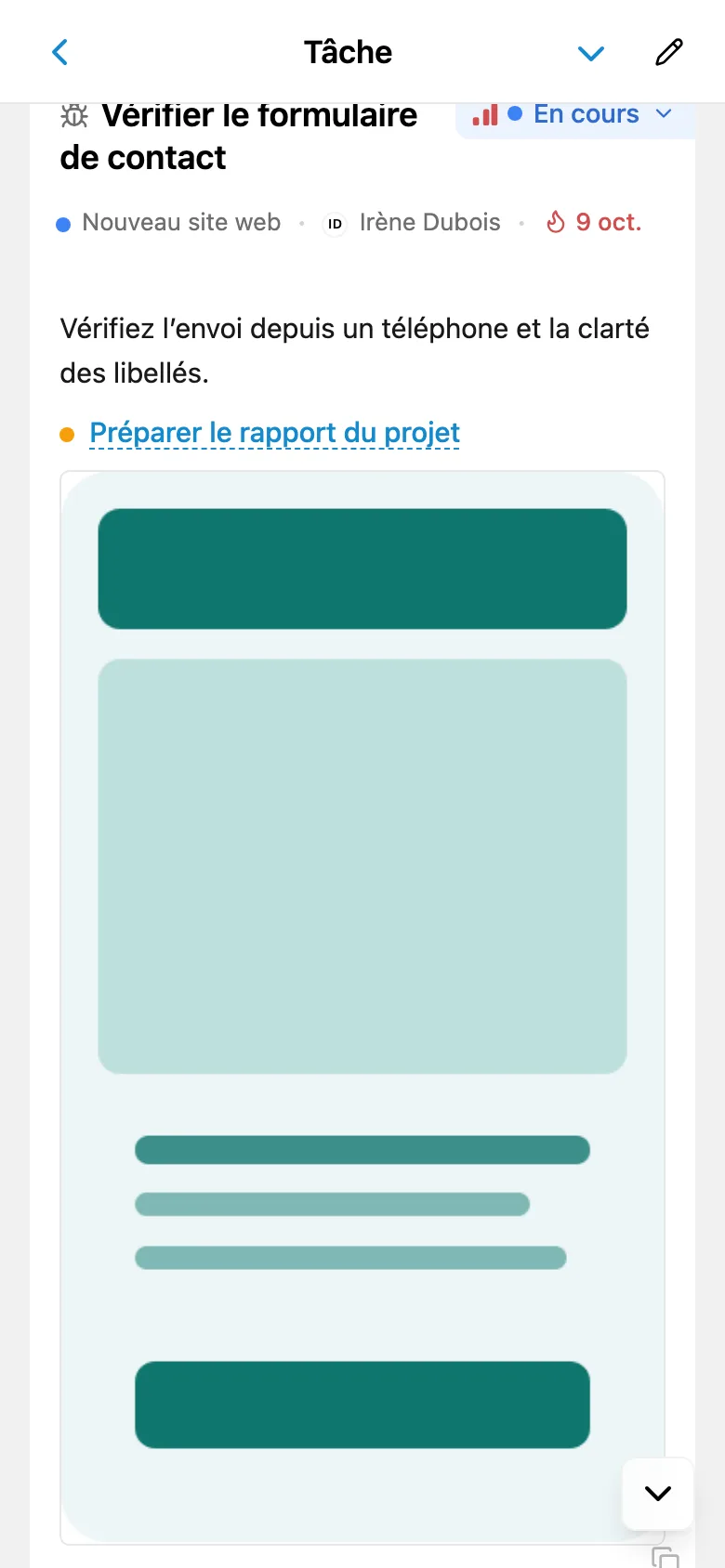 Image intégrée à la description d’une tâche
