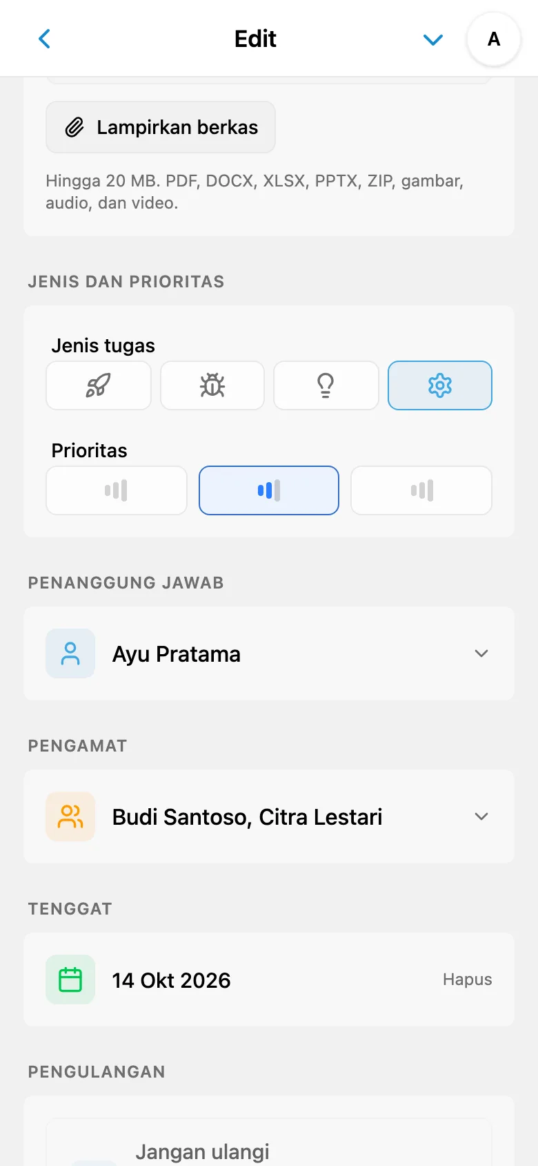 Pemilihan penanggung jawab dari anggota ruang kerja