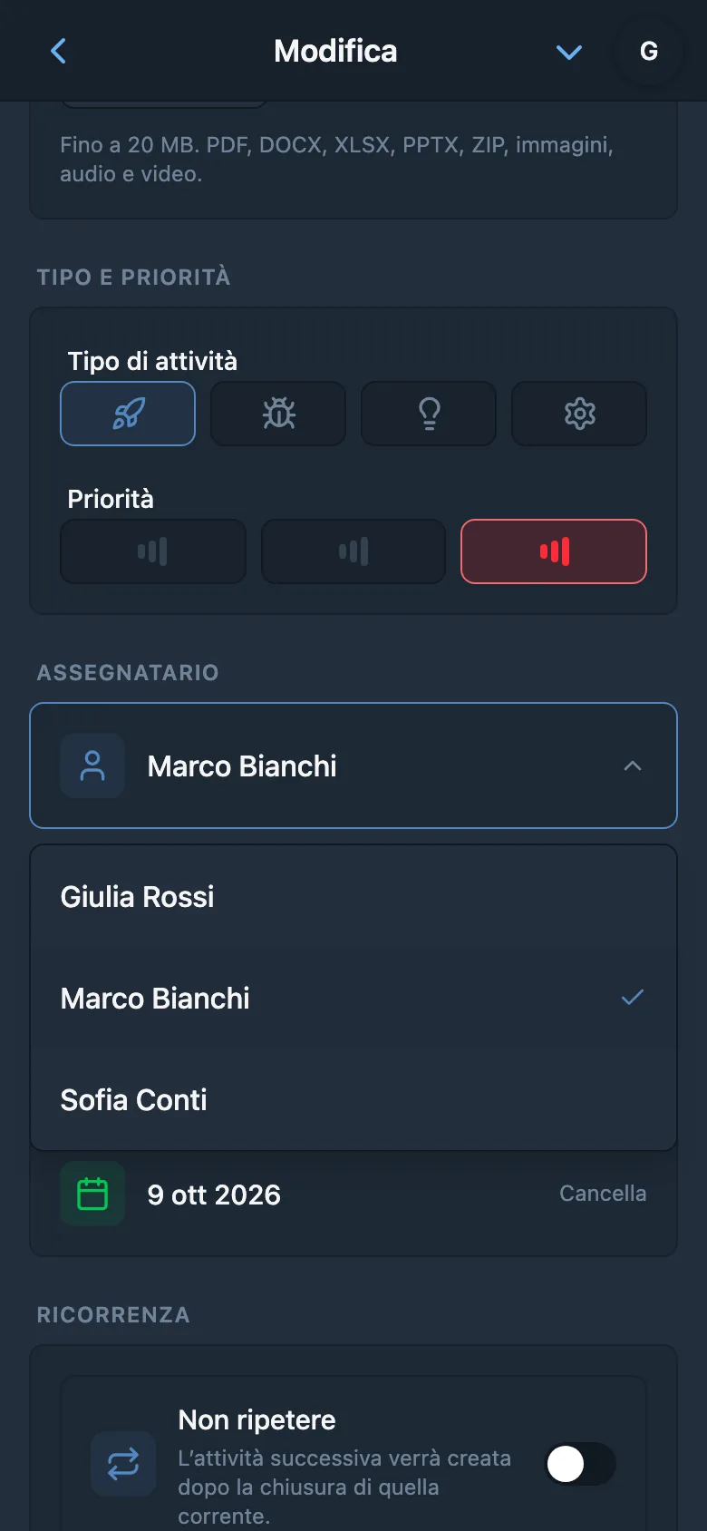 Scelta del responsabile tra i membri dello spazio di lavoro