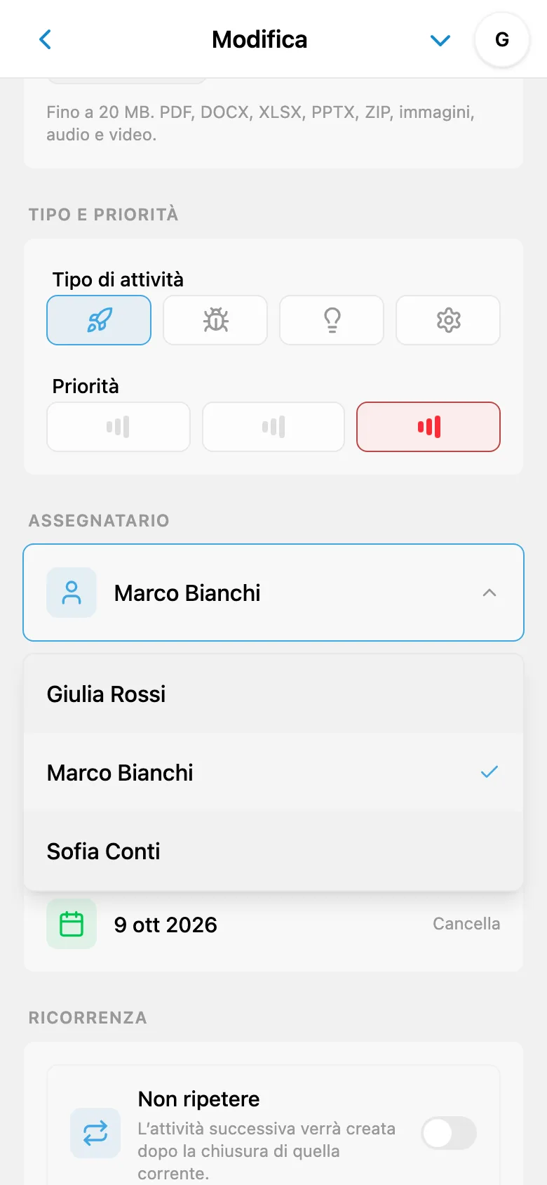 Scelta del responsabile tra i membri dello spazio di lavoro