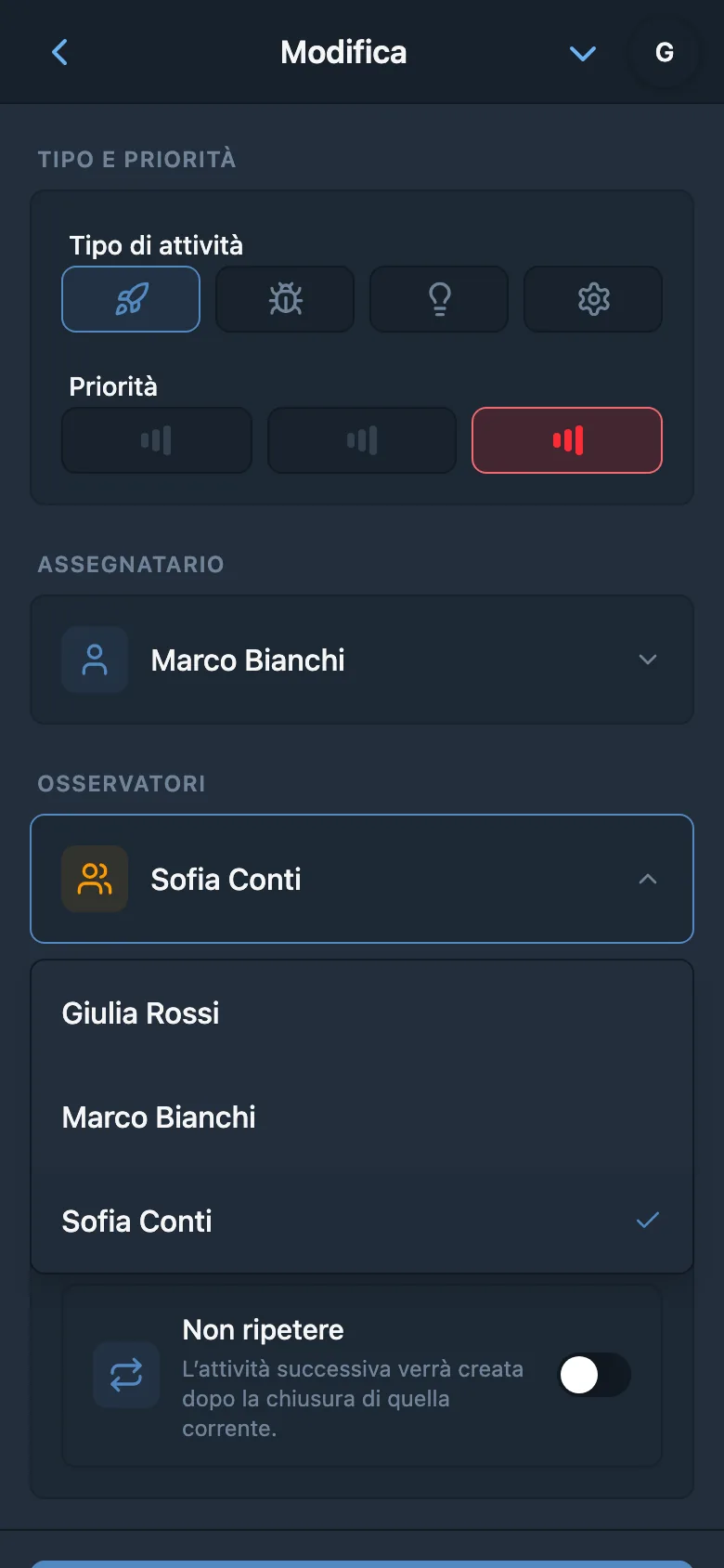 Scelta degli osservatori dell’attività