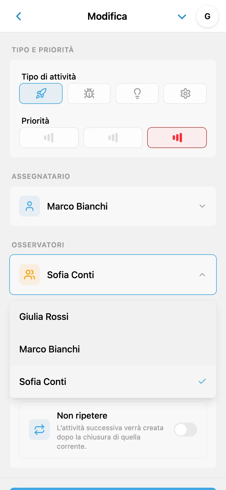 Scelta degli osservatori dell’attività