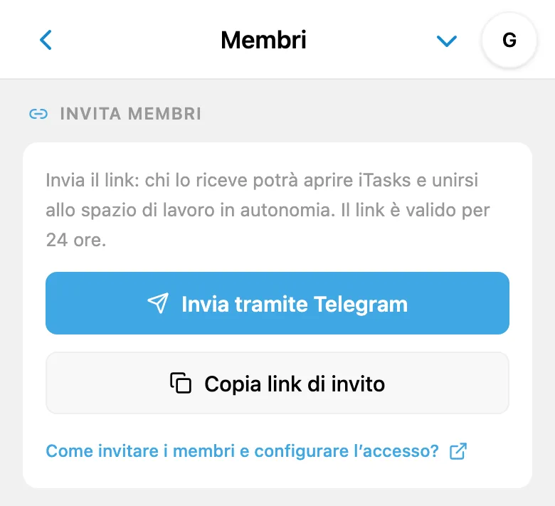 Creazione di un invito allo spazio di lavoro