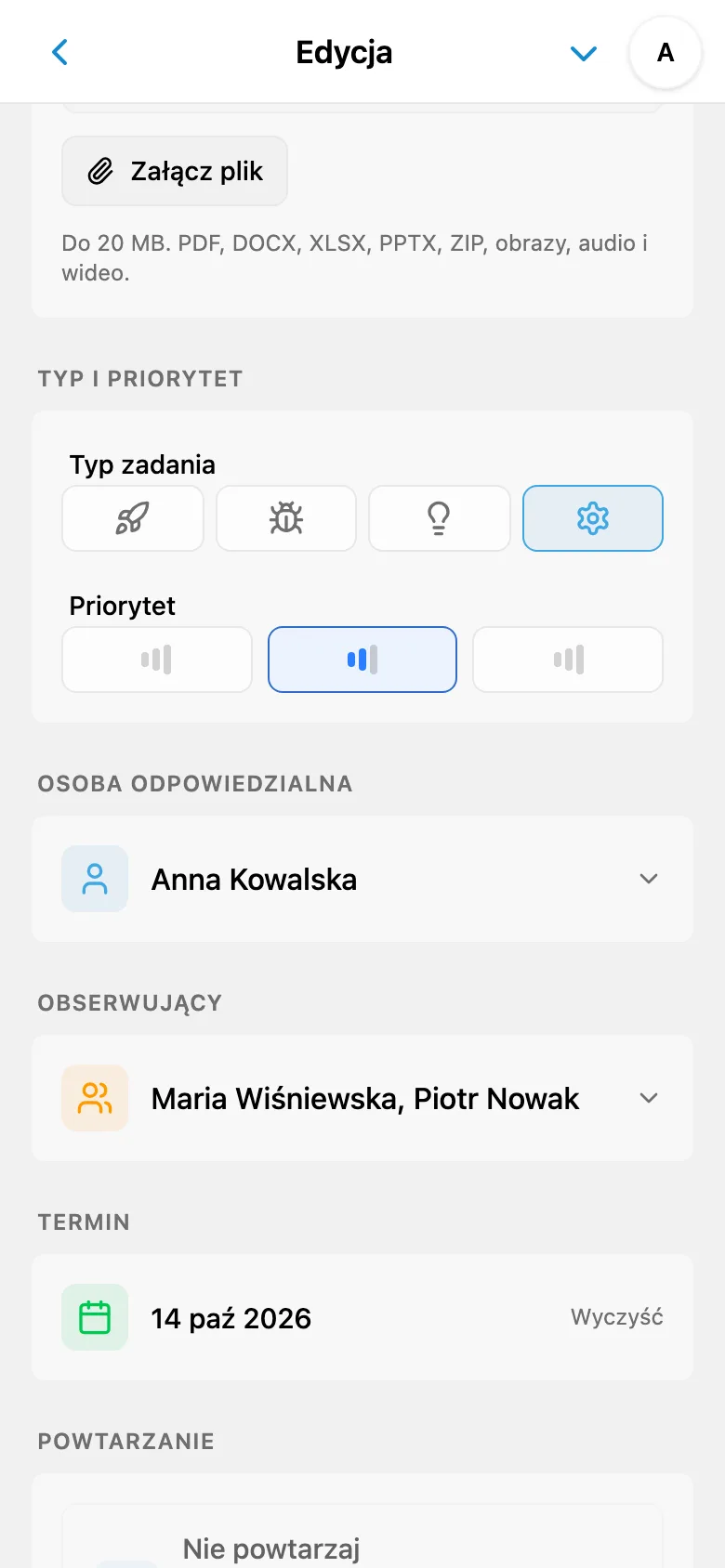 Wybór osoby odpowiedzialnej spośród członków obszaru roboczego
