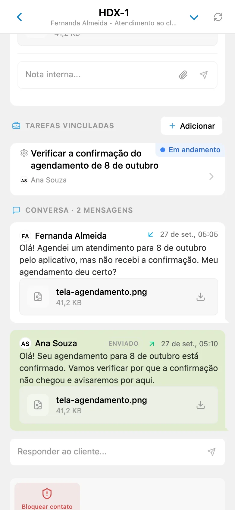 Solicitação de cliente no HelpDesk vinculada a uma tarefa da equipe