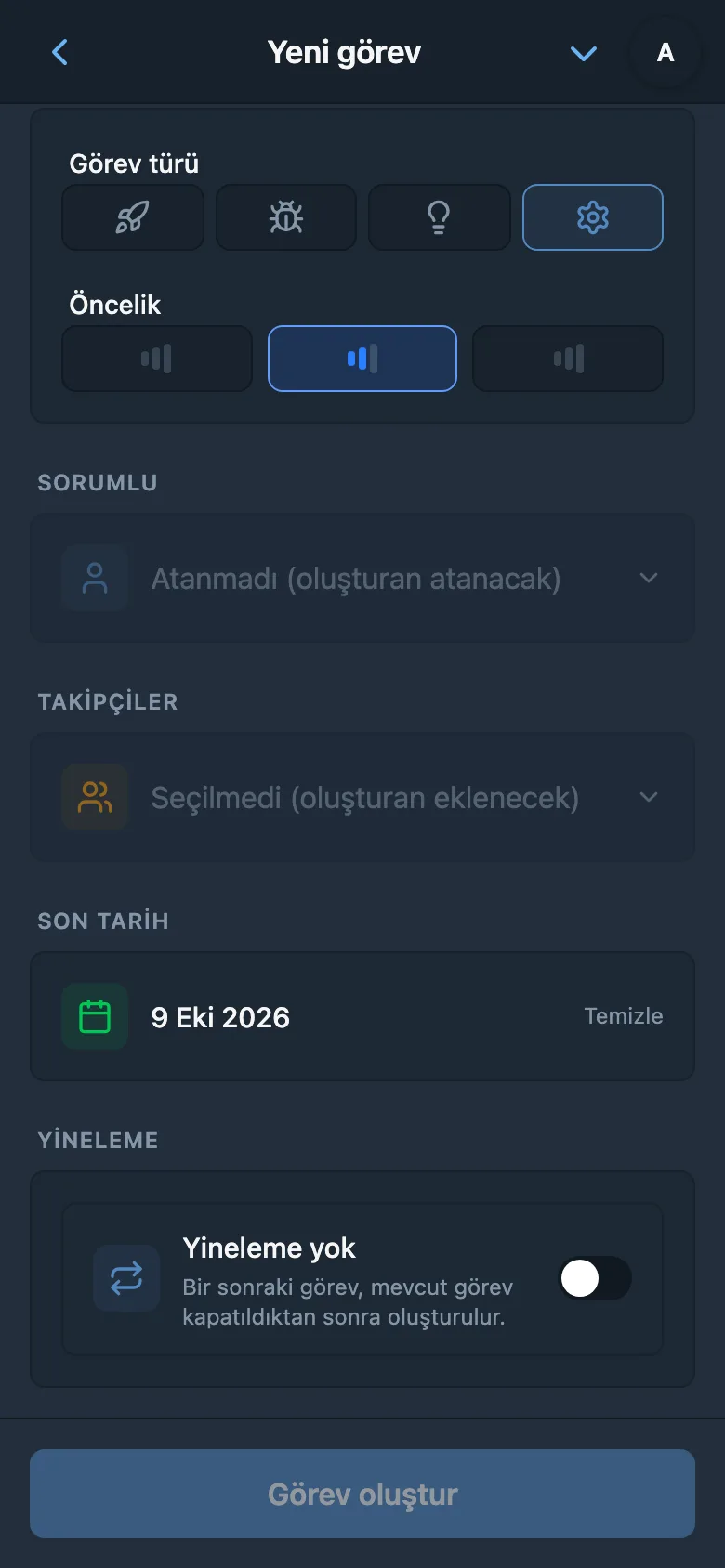 Aynı görev formunda tanınan son tarih