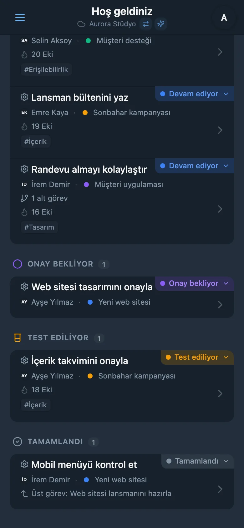 Özel durumlar içeren Kanban panosu