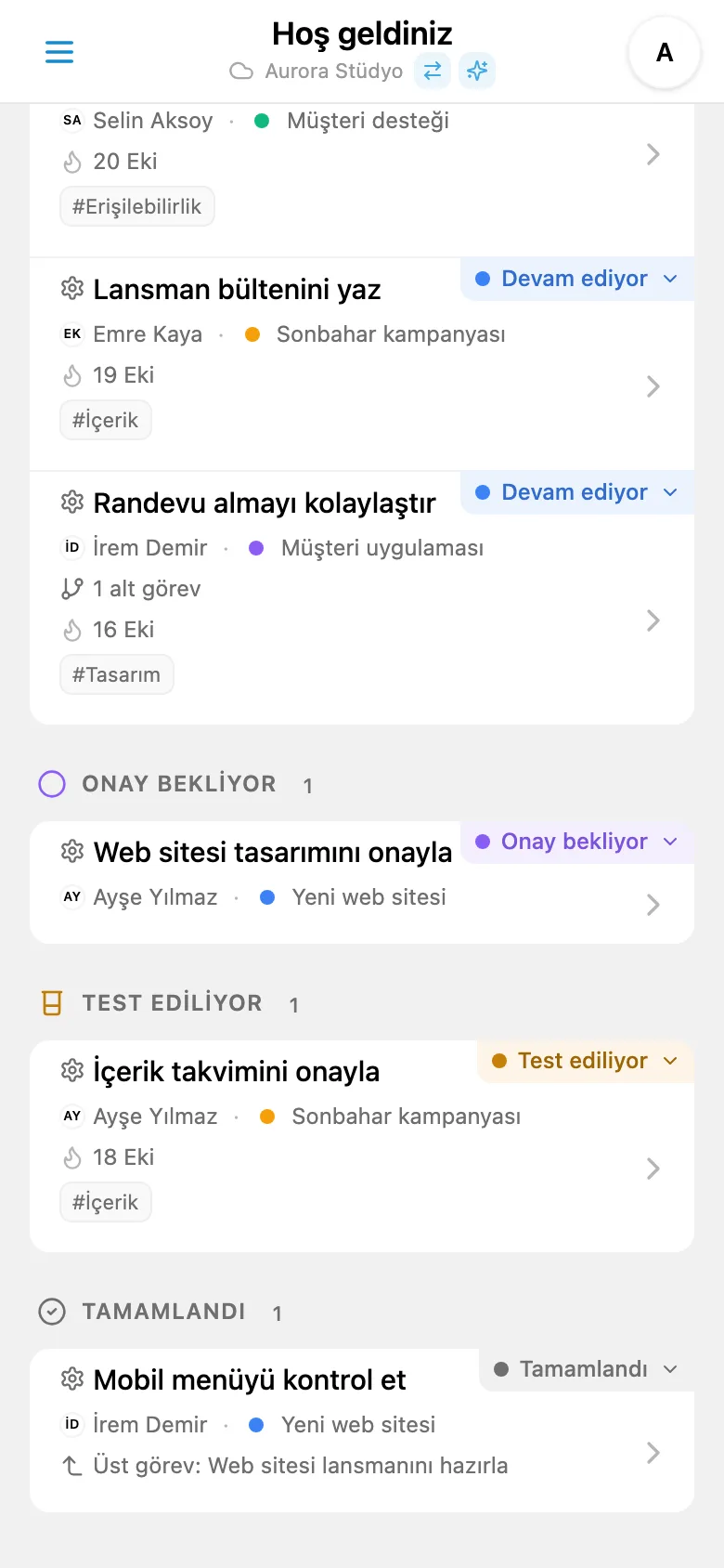 Özel durumlar içeren Kanban panosu