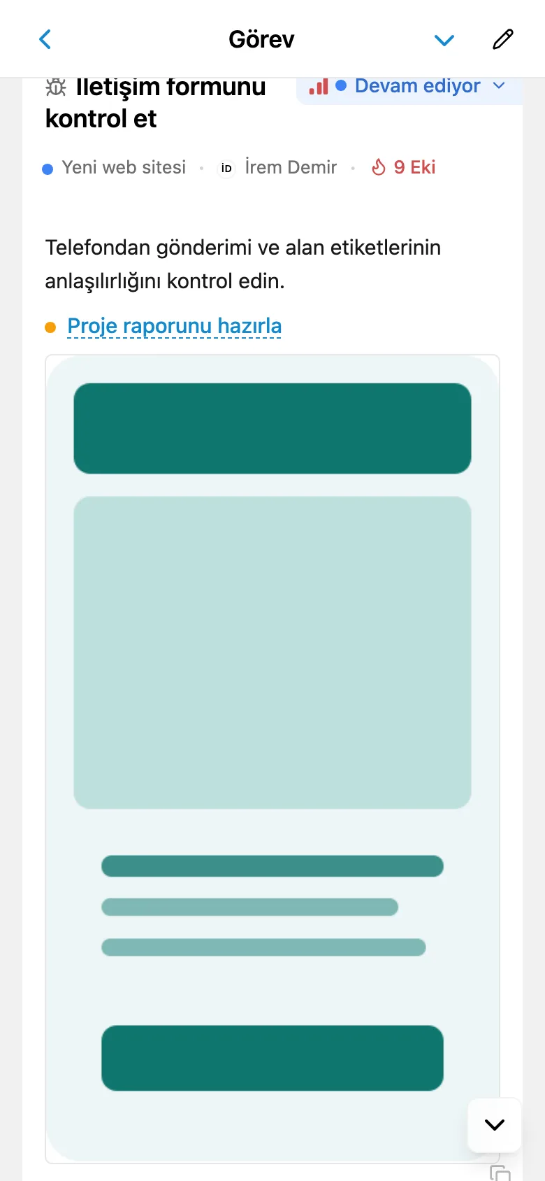 Görev açıklamasına gömülü görsel