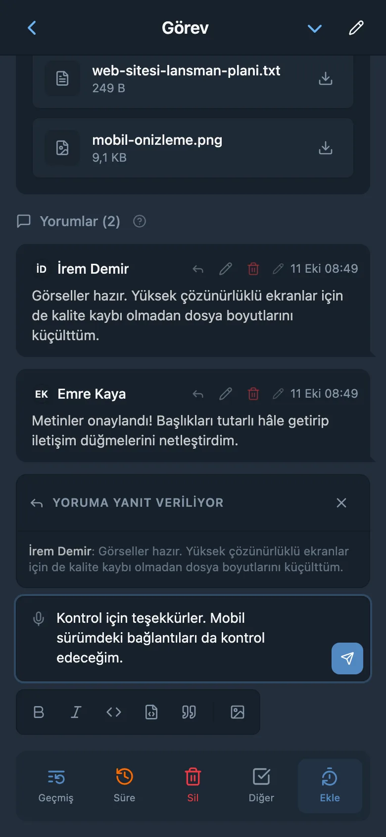 Ekip üyesinin yorumunu alıntılayan yanıt