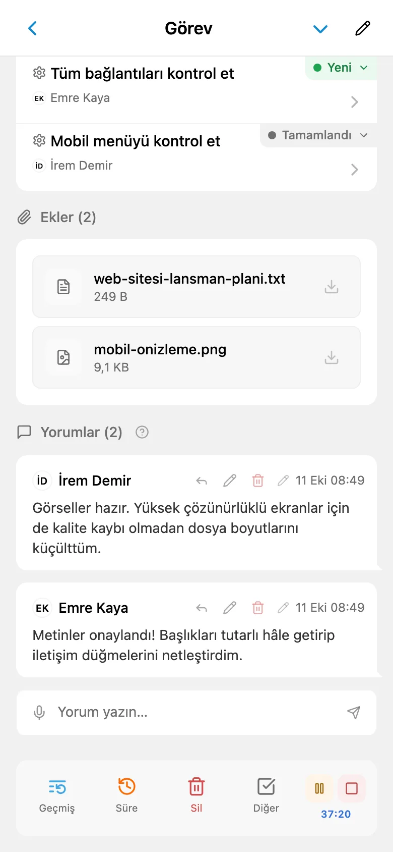 Görevde çalışan süre izleme zamanlayıcısı