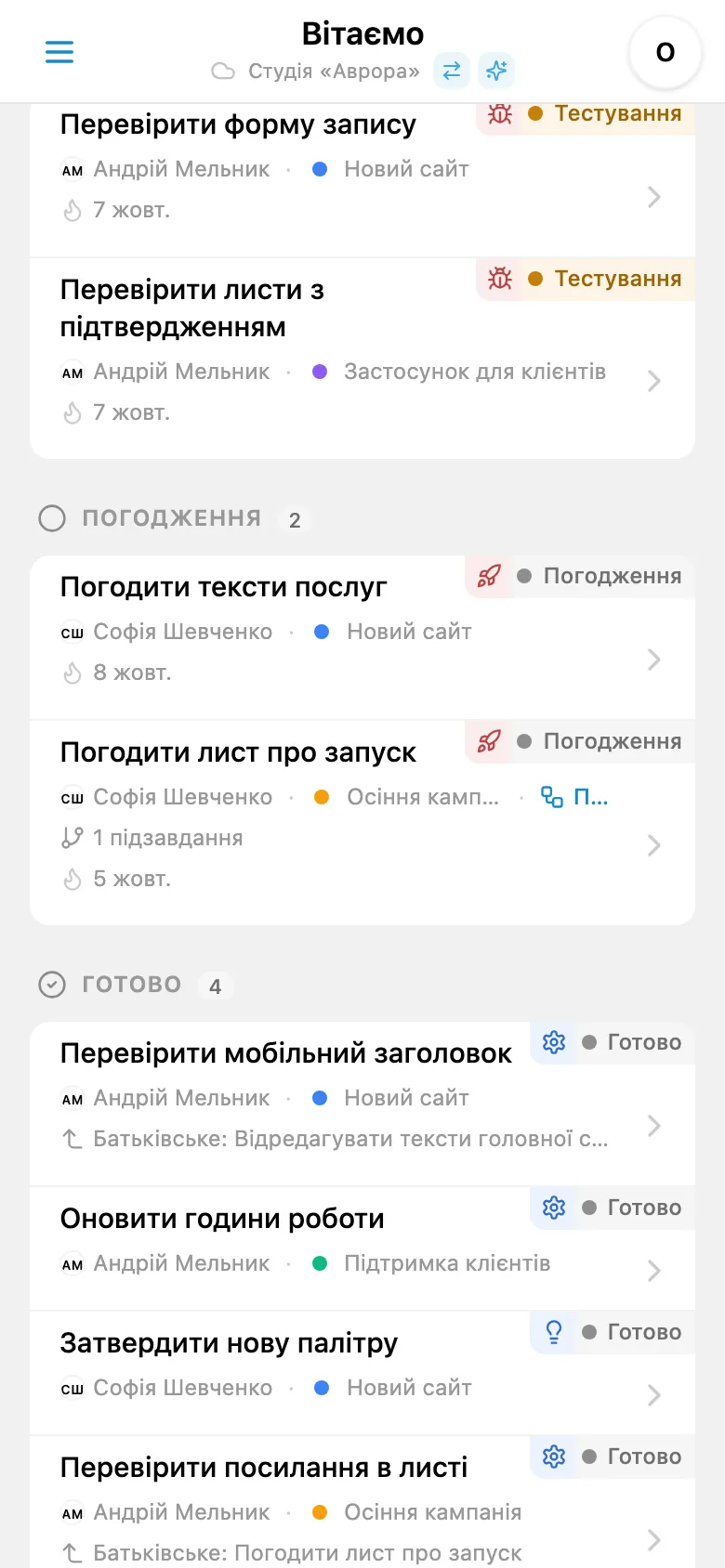 Колонка завершених завдань на Kanban-дошці